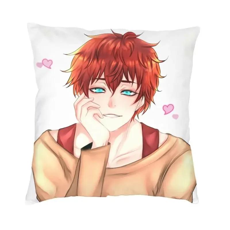 Mystic Messenger 707 Chibi Cushion Covers Polyester Anime Game Throw Pillow Case for Sofa Car Square Pillowcase Home Decorative