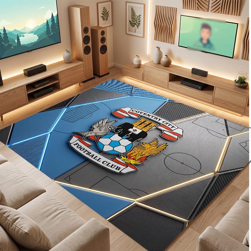 Tappeto in Velluto di Cristallo con Stampa del Coventry City Football, Comodo Assorbente d'Acqua Antiscivolo Tappeto per Pavimenti Interni