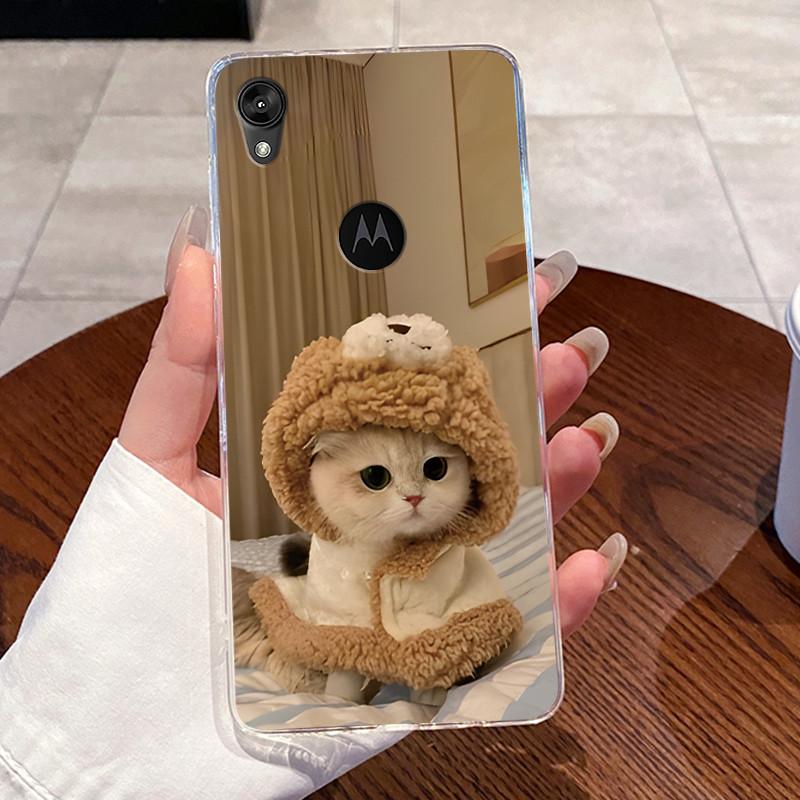 Casing For Motorola Moto E6 Case Aesthetic Cute Cat Astronaut Transparent Soft Silicone TPU Back Cover For MotoE6 e 6 Phone Case