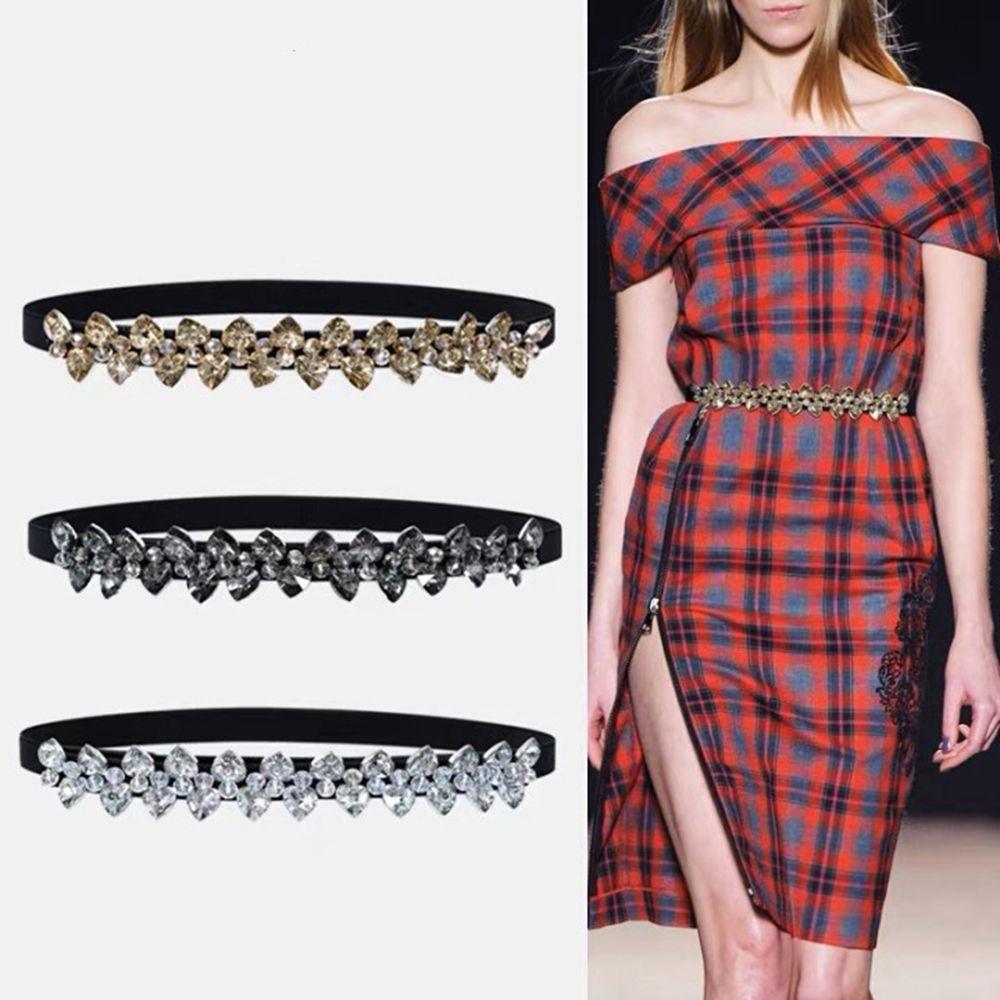 Rhinestone All-match Elastic Cummerbunds Waist Corset Belts Women Waist Belt Crystal Elastic Belt