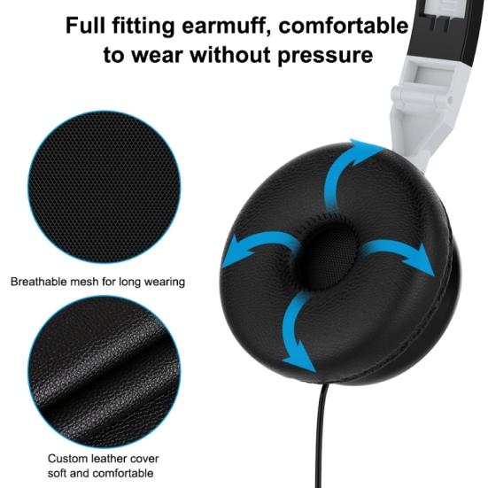 Kabelová skládací 3,5mm HiFi Audio Bass Headset Herní sluchátka pro telefon/tablet