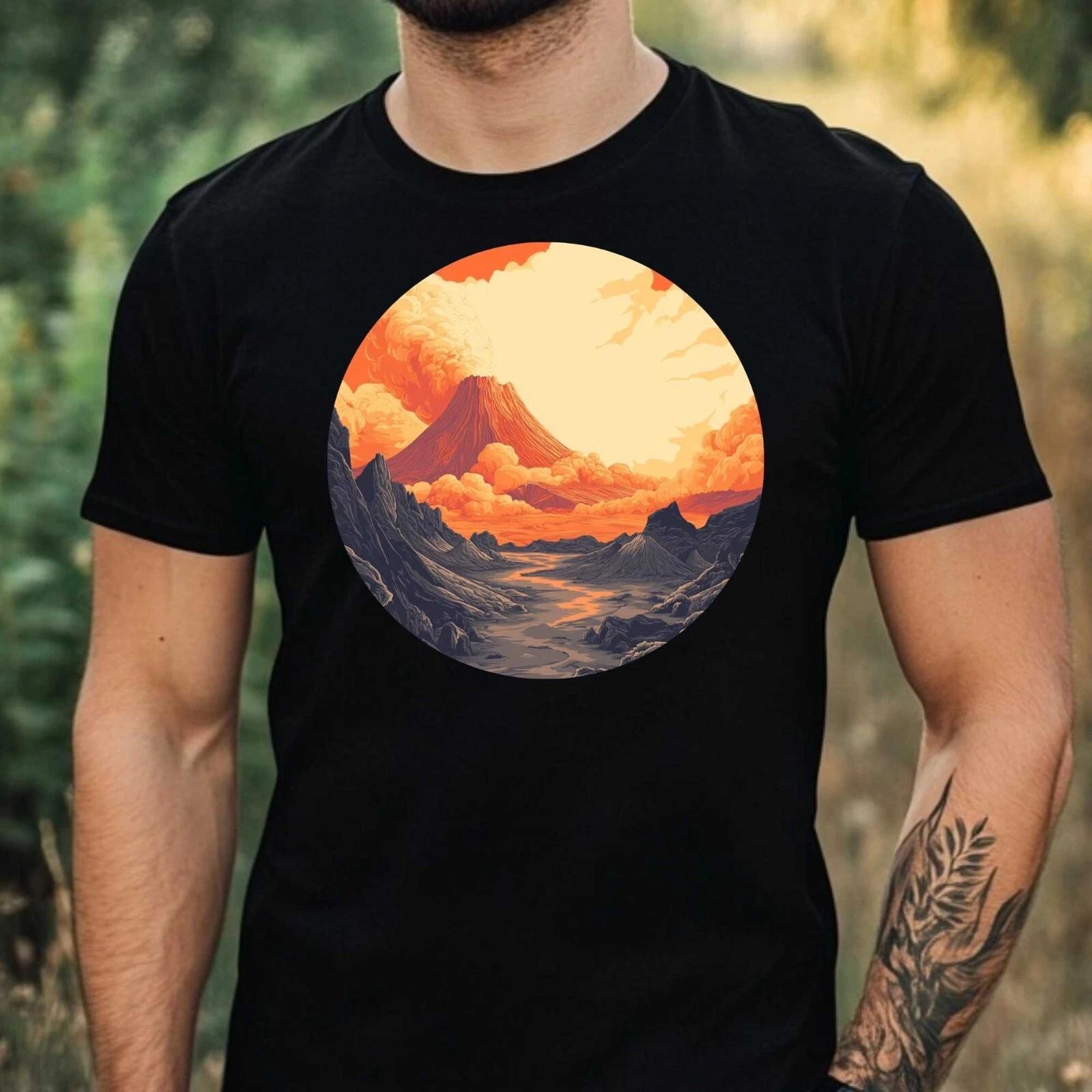 T-Shirt Herren Vulkan Landschaft Motiv Baumwolle Größe XS bis 5XL M