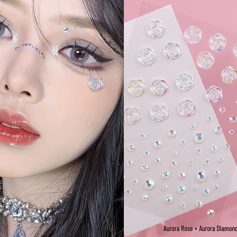 3D Butterfly & Star Face Sticker Set with Rhinestones & Pearls for Kids