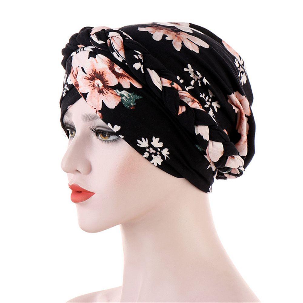 Caps Floral Print Soft Cotton Head Wrap Women Braid Hijab Cancer Chemo Caps Ladies Muslim Turban
