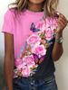 Crew Neck Short Sleeve Butterfly Flowers 3D Print T Shirt Women's Outfits Casual Streetwear Cool Clothes Trend Lady Tops Tee