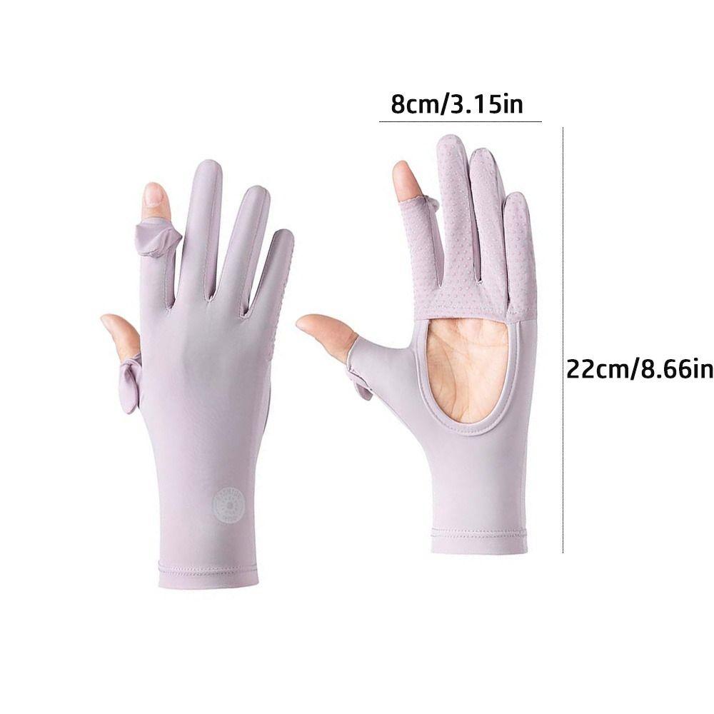 UV Protection Summer Sunscreen Gloves Thin Ice Silk Sun Protection Gloves Slip Resistant Elastic Anti-UV Mittens Women Girls