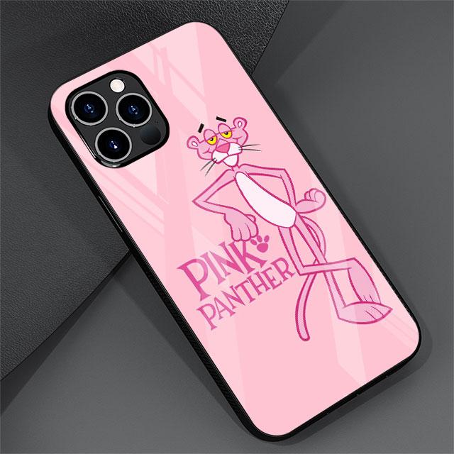 Urocze Śmieszne Etui ze Szkła Hartowanego Różowa Pantera Dla Apple iPhone 11 13 Pro Max SE 7 8 + 12 Mini 14 Plus X XS XR 6 6S Pokrowiec na Telefon Sac