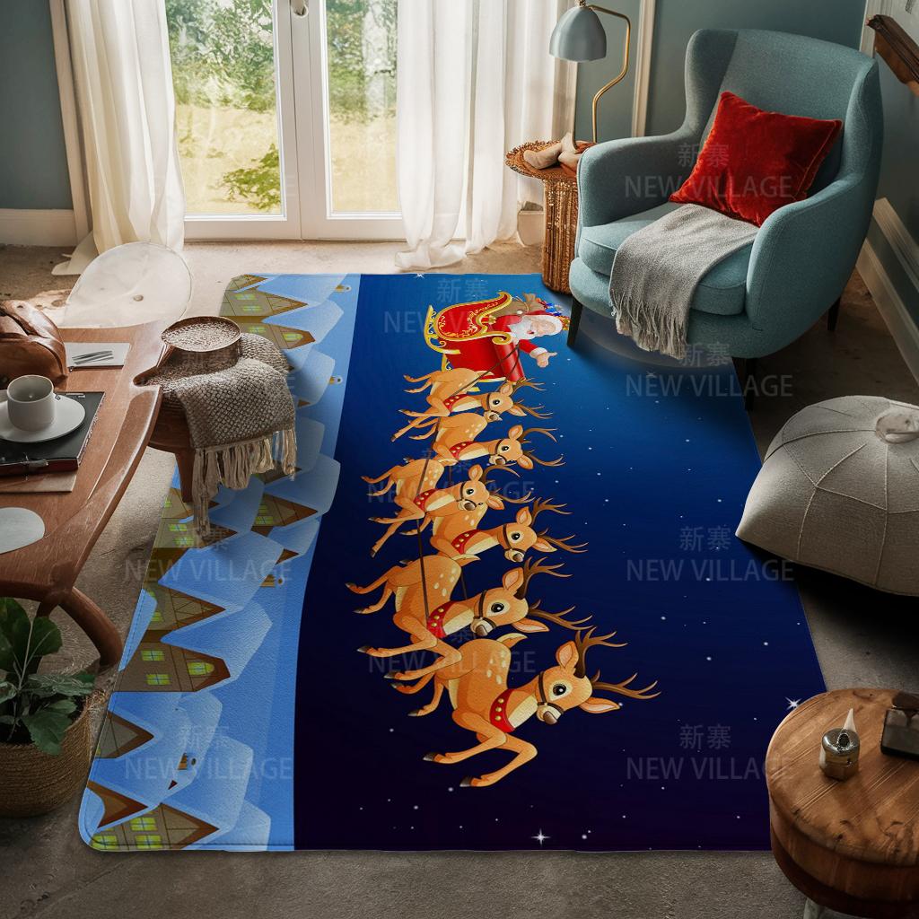 House Entrance Carpet Home Door Mat Living Room Bath Foot Bathroom Non-slip Water Absorption Rugs Bath Merry Christmas Winter