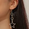 Five Pointed Star Dangle Earrings Chic Hollow Pattern Pentagrams Ear Pendants Punk Accessory for Fashion Forward Ladies