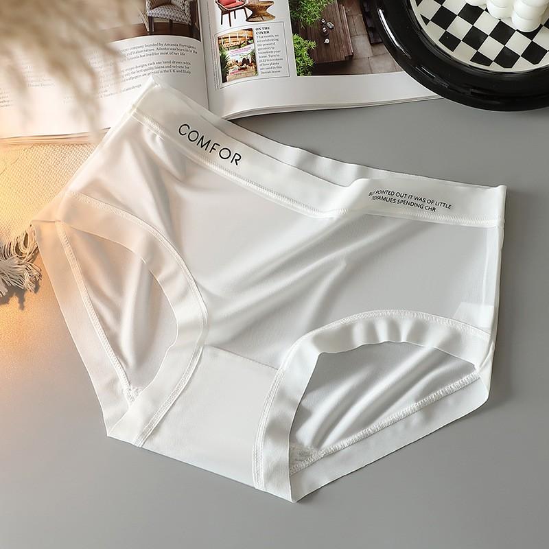 Summer Ice Silk Underwear For Women, Mid-waist Breathable Ultra-thin Underwear For Facial Mask