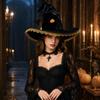 Ruffled Witch Hat with Decor for Halloween Costume