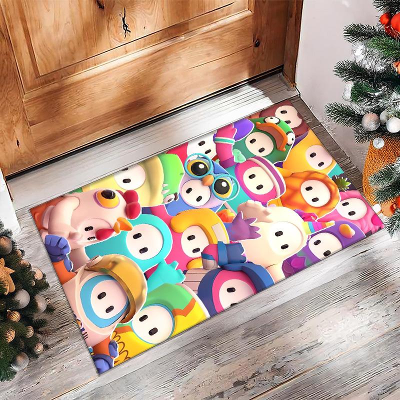 Fall Guys Crystal Velvet Rug, Soft Anti‑Slip Crystal Velvet Carpet for Living Room Bedroom Home Decor