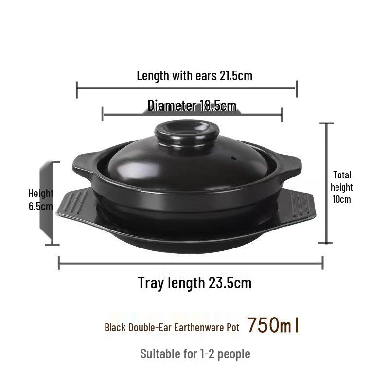 High-Temperature Resistant Clay Pot with Handle for Claypot Rice & Noodles - Durable, No Crack, Small Commercial Sand Pot