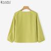 ZANZEA Women Casual Round Neck 3/4 Sleeve Loose Plain Blouse