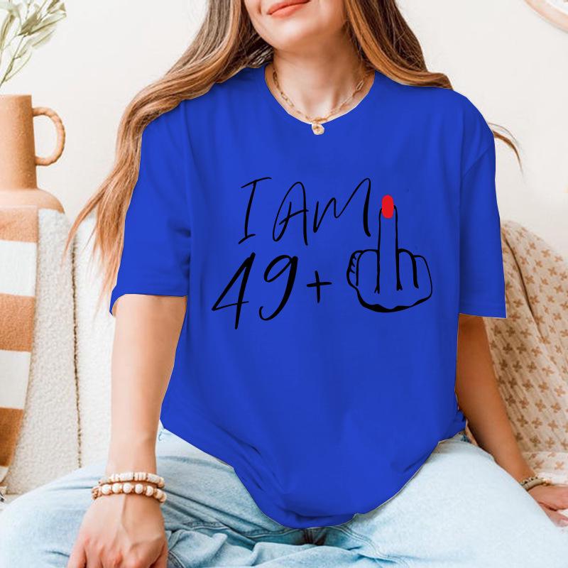 I AM49+ European Size Modal Round Neck Short Sleeve T-Shirt - Casual Loose Fit