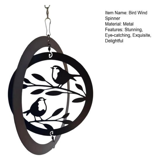 3D Bird Wind Spinner Outdoor Metal Wind Sculpture Kinetic Bird Art Hanging Ornament for Garden Yard Patio Balcony Home Decor
