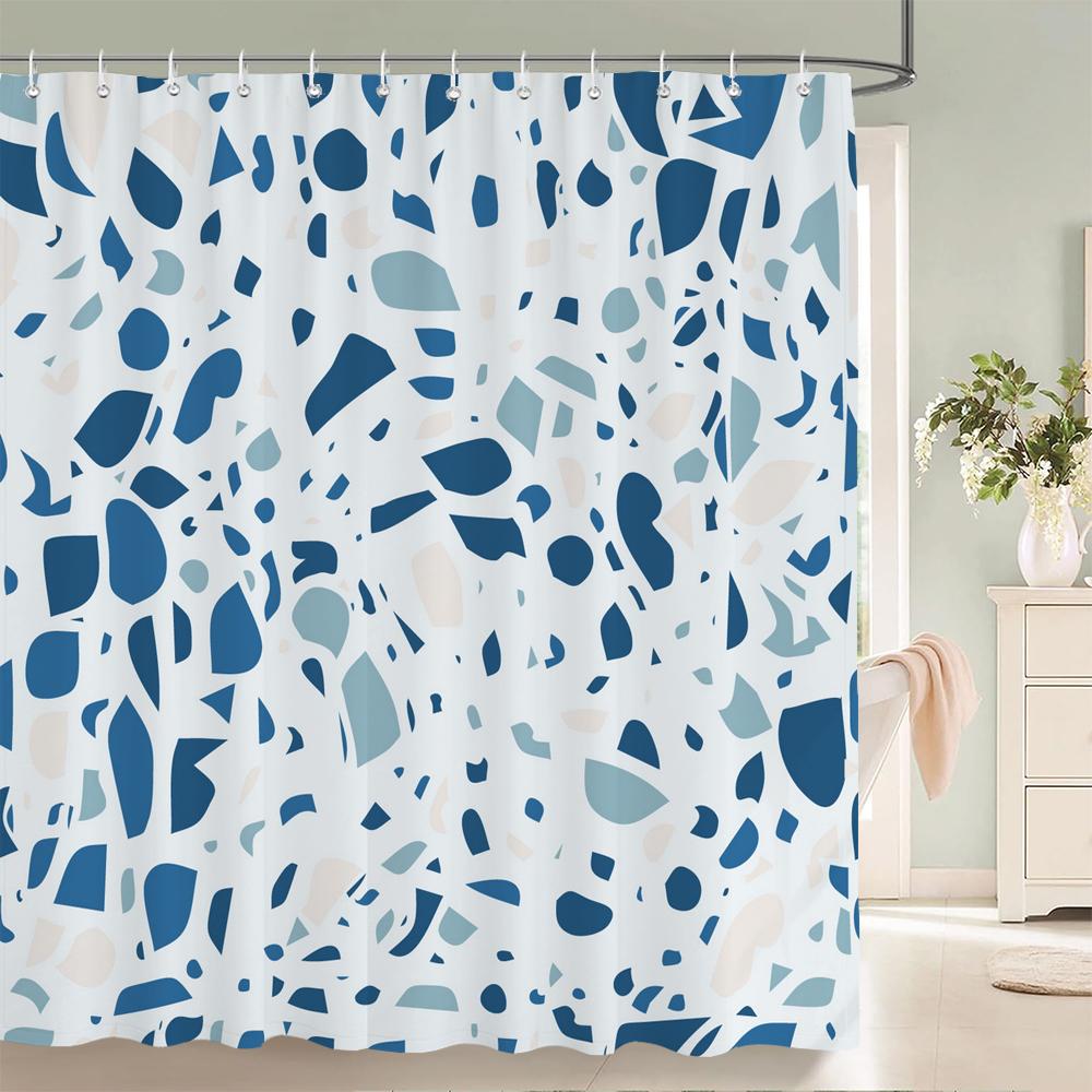 Geometric Pattern Fabric Waterproof Shower Curtain Bathroom Curtains Colorful Stripes Bathtub Decor Bath Screen with 12 Hooks