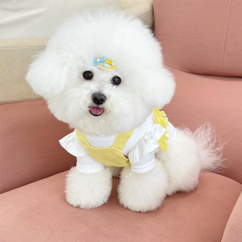 New Autumn Style Fleece Warm Pet Dog Clothes, Teddy Bichon Frise, Small Flying Sleeves, High Neck Base Layer Two-legged Jacket