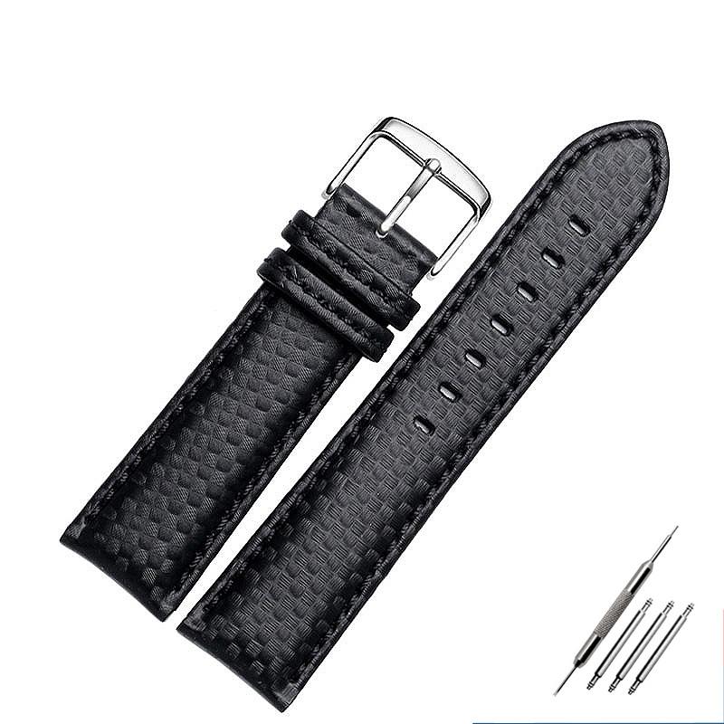 18mm 20mm 21mm 22mm 23mm 24mm Cinturino Orologio in Pelle con Motivo Fibra di Carbonio Cuciture Nere Rosse Arancioni Cinturino Orologio Accesso Orologio da Uomo