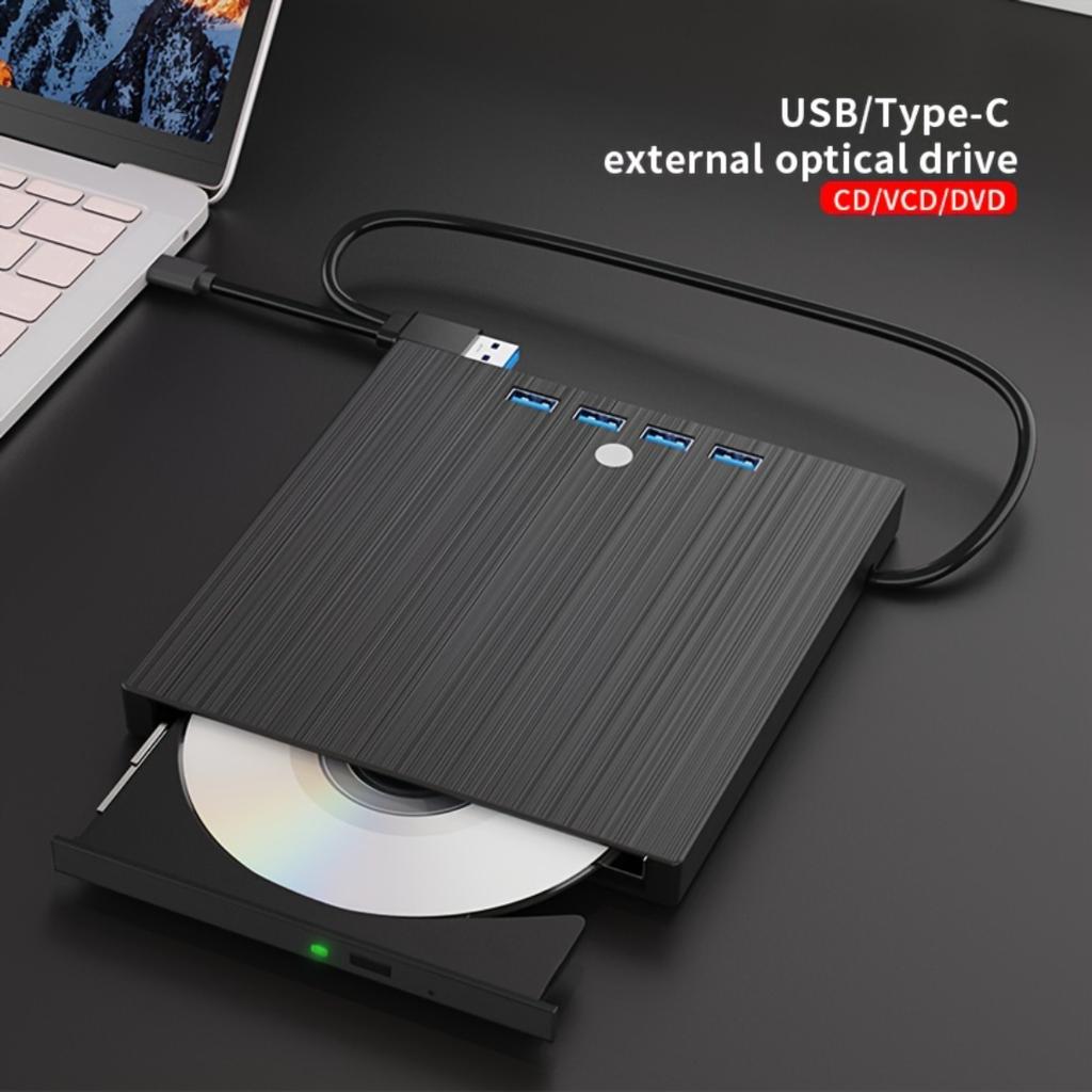 8-In-1 USB3.0 External DVD Drive,Ultra Slim Type-C Portable Burner,Read Write Play CD DVD for Windows,Mac and Linux PC