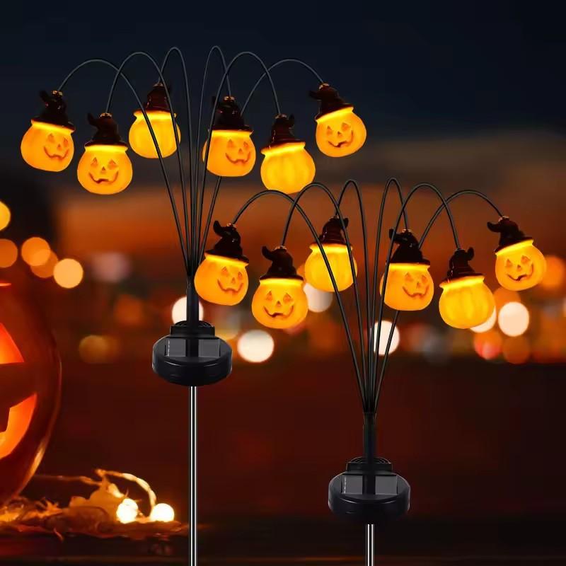2/4PCS Halloween Solar Pumpkin Pathway Lamp Scary Solar Markers Lights Festival Theme Waterproof Outdoor Holiday Christmas decor