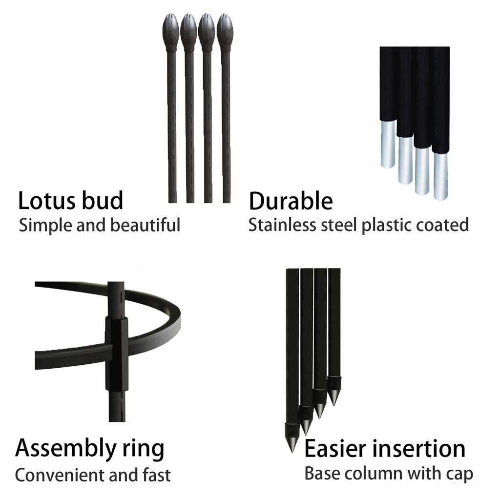 Black Garden Plant Climbing Frame Outdoor Flower Vine Support Rack Trellis for Ivy Roses Vertical Growth Decoration