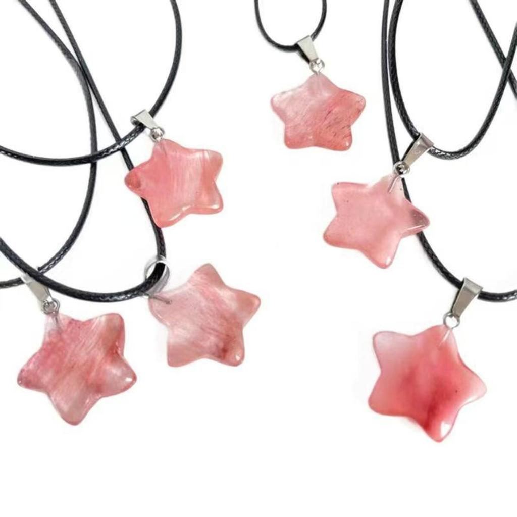Trend Doğal Taş Altıgen Kristal Gül Kuvars Opal Yıldız Kolye Kolye Kadınlar için Florit Lapis Mermi Sarkaç Takı Hediye