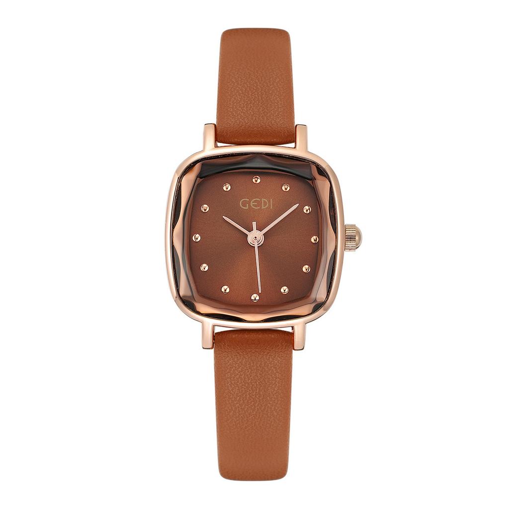 Retro Small Square Dial Student Watch Women'S Simple Style Small Dial Belt Watch Quartz Watch