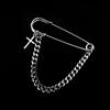 Korean Geometric Chain Pin Brooch - Trendy Unisex Metal Suit Accessory