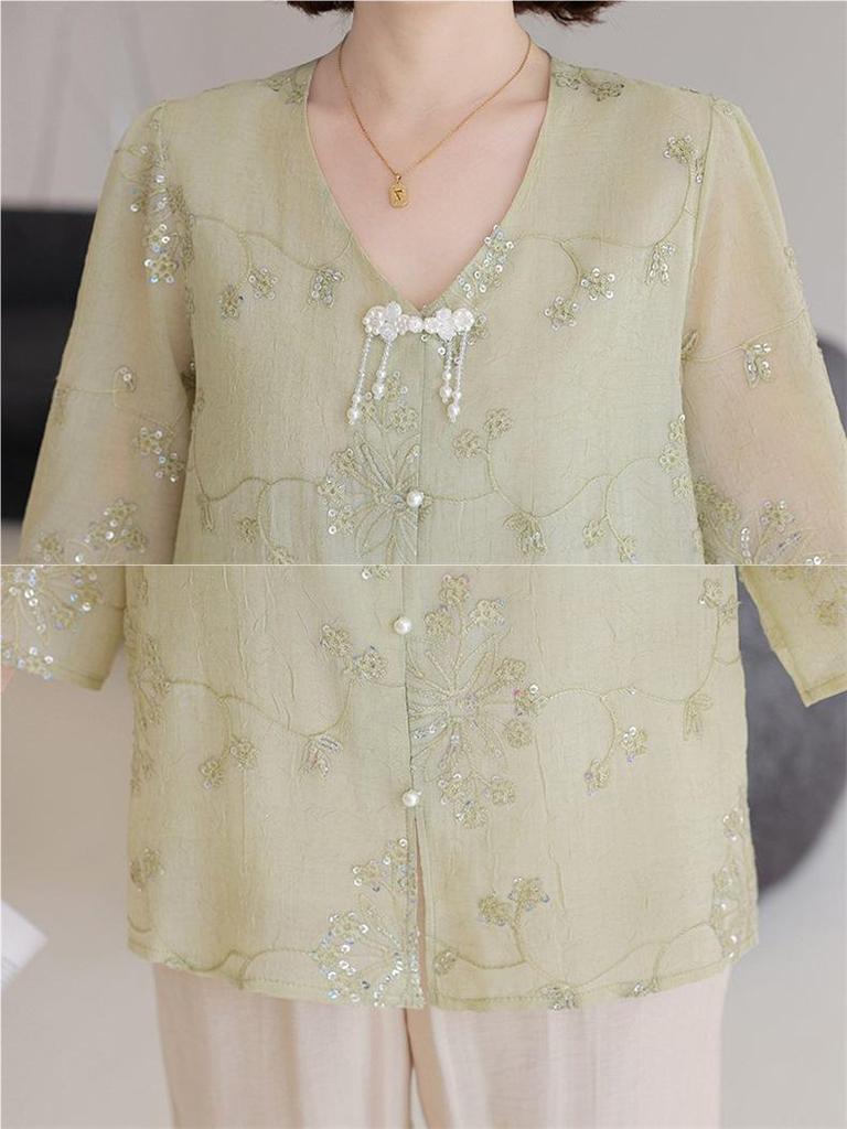 Chic Summer Seven-Sleeve Top for Women Over 50