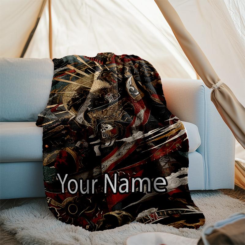 Custom Name Warhammer 40K Theme Printed Blanket - Perfect for Couch, Bed, Travel & Outdoor Use | Machine Washable, Cozy & Durable.