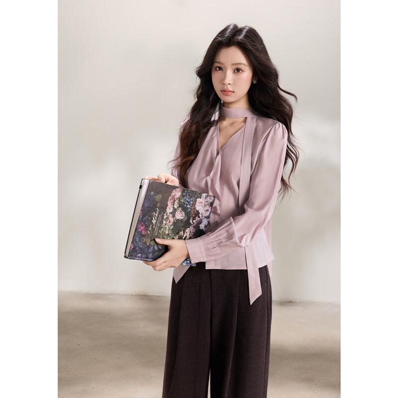 Mishow Elegant Tie-Neck Long Sleeve Blouse