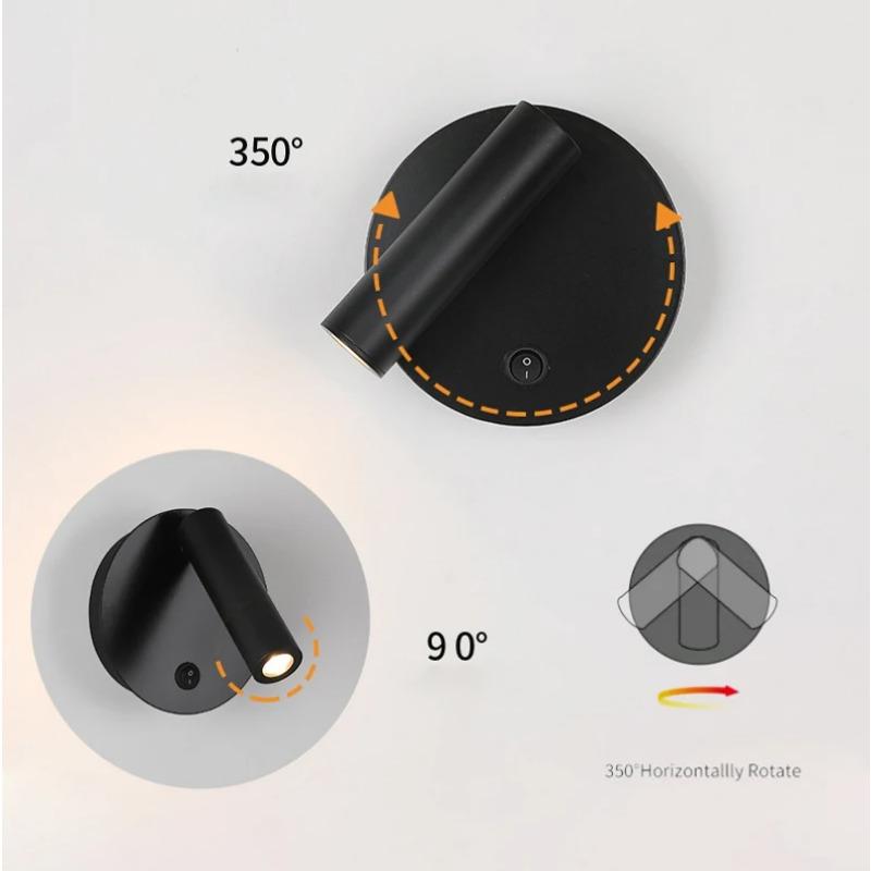 Minimalist LED Wall Lamp Reading Light for Corridor Bedroom Hotel Study Night Light Adjustable Rotate Wall Sconce 3W  Spotlight
