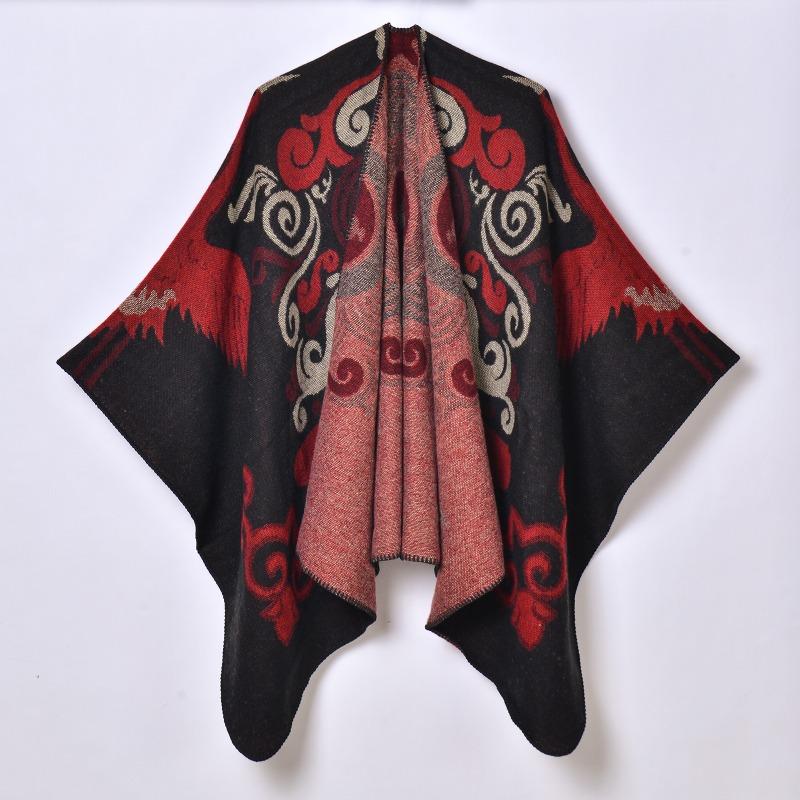 Women's jacquard thickened warm scarf shawl Yunnan Nepal travel photo shawl outside