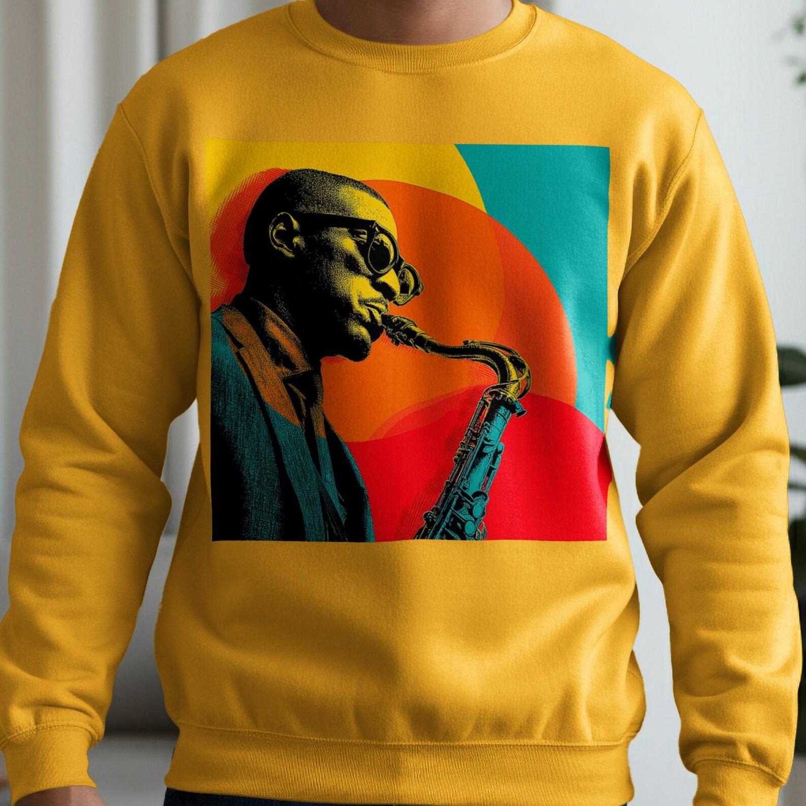 Saxophone Player T-Shirt, Jazz Music Tee, Musician Shirt, Sax Player Gift, Colorful Graphic Tee, Mens Womens T Shirt, Cool Music Lover Tee 4XL