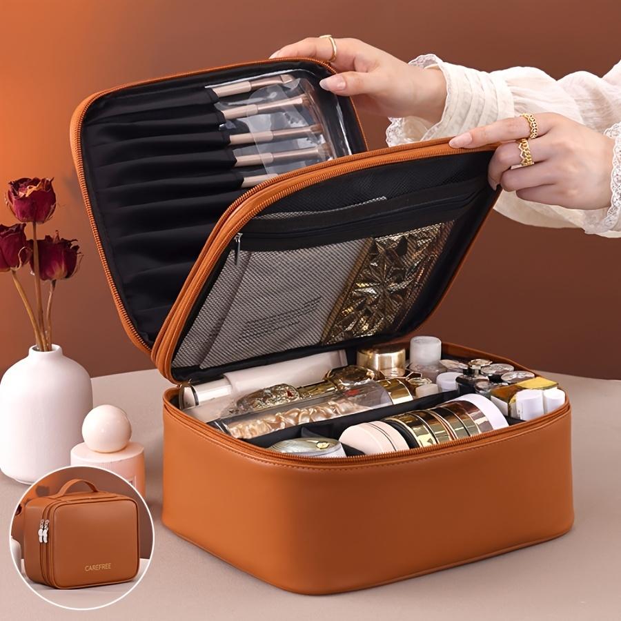 Large Capacity Cosmetic Bag Makeup Toiletries Organizer PU Leather Portable Travel Toiletry Pouch Women Makeup Storage Bag