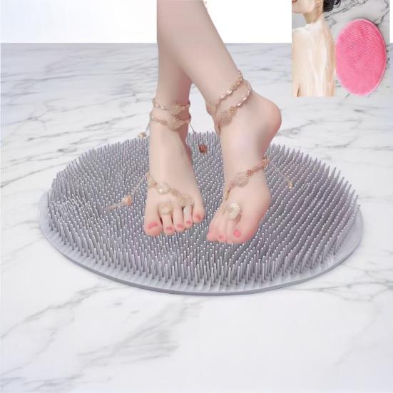 Foot Scrubber Mat with Anti-Slip Suction Cups, Ultra Soft Silicone Bristles Bath Brush, Wall Mounted Bath Foot Cleaner for Deep Cleaning And Massage