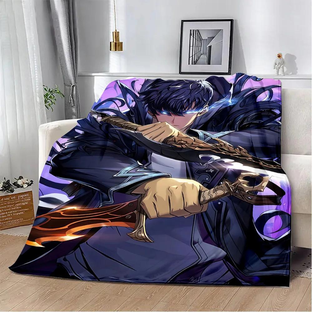 

Fashion 3D Anime Blanket S-Solo L-Leveling Flannel Blanket Warm Comforter Camping Home Fluffy Soft Blankets Gift For Boys Girls 75x100cm