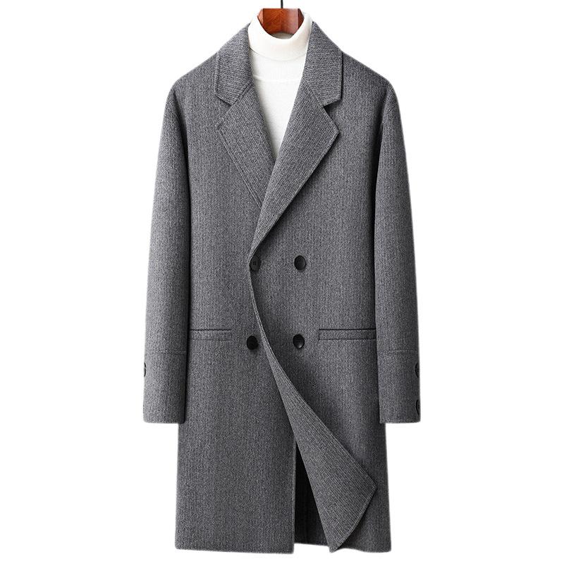 Autumn and Winter New Woolen Coat High Quality Medium and Long Men's Suit Collar Double-breasted Woolen Trench Coat