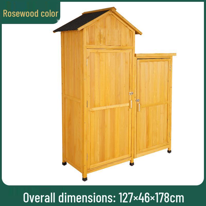 Waterproof Outdoor Wooden Storage Cabinet for Garden Tools - Anti-Corrosion and Sun Protection, Ideal for Courtyard and Balcony Use.