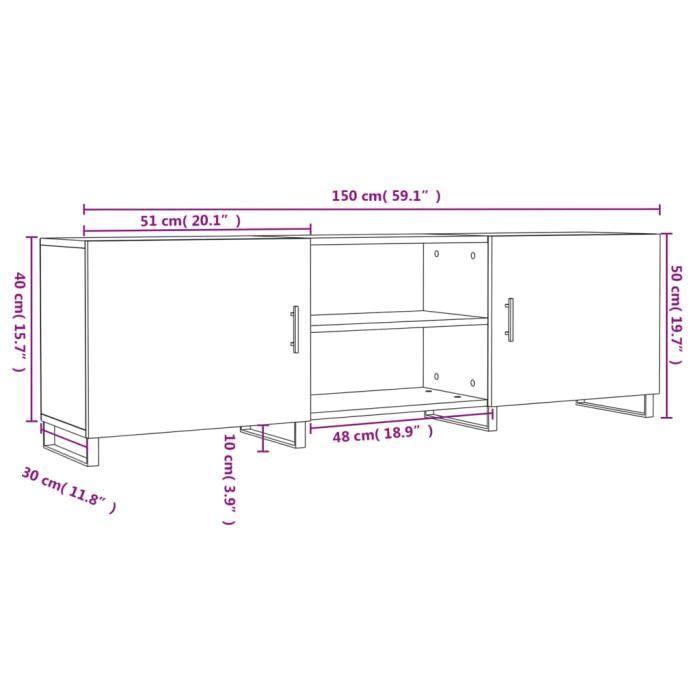 VidaXL Meuble TV noir 150x30x50 cm bois d'ingénierie 829117