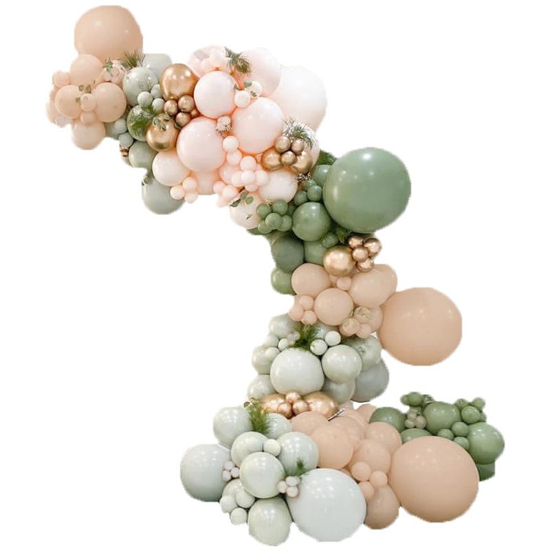Vintage Apricot Avocado Green Balloon Chain Set Birthday Party Wedding Arrangement Arch Decoration