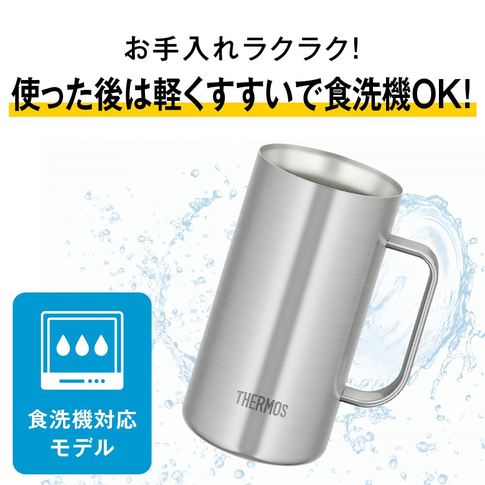 Thermos Vacuum Insulated Dishwasher Thermos Flask Keeps Drinks Hot or Beer WH Mug, 600ml, White, Safe, Design, Cold, Mug, JDK-602C