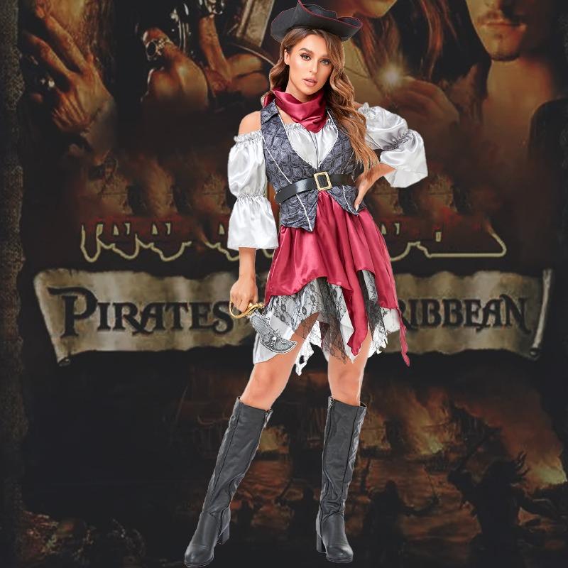 Halloween Dai Pirátská Uniforma Maškarní Dámský Kostým Piráti z Karibiku pro Dospělé