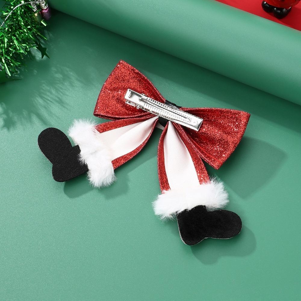 Red Socks Bow Sequin Side Clip Festive Women Barrette New New Year Hair Accessories Hair Ornament