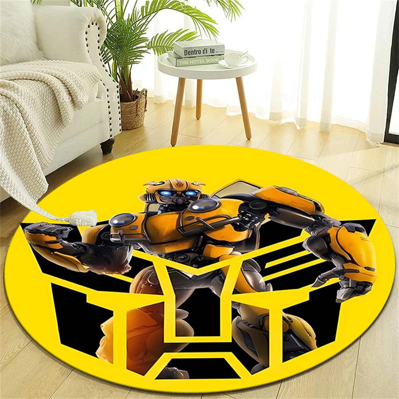 1pc Bumblebee5 Design Printed Area Round Carpet for Bedroom Living Room Home Decor Rugs Mat Non Slip Mat Rug for Bedside