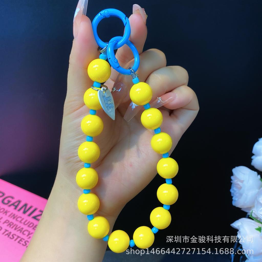 Neue Koreanische Version Ins Kreative Dopamin Handy-Hängekette Perlen-Herz-Handy-Riemen Acryl-Handy-Kette