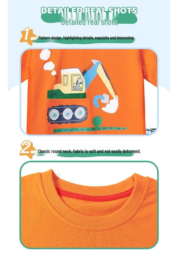 Summer Boys' Fashion Knit Cartoon T-Shirt & Shorts Set