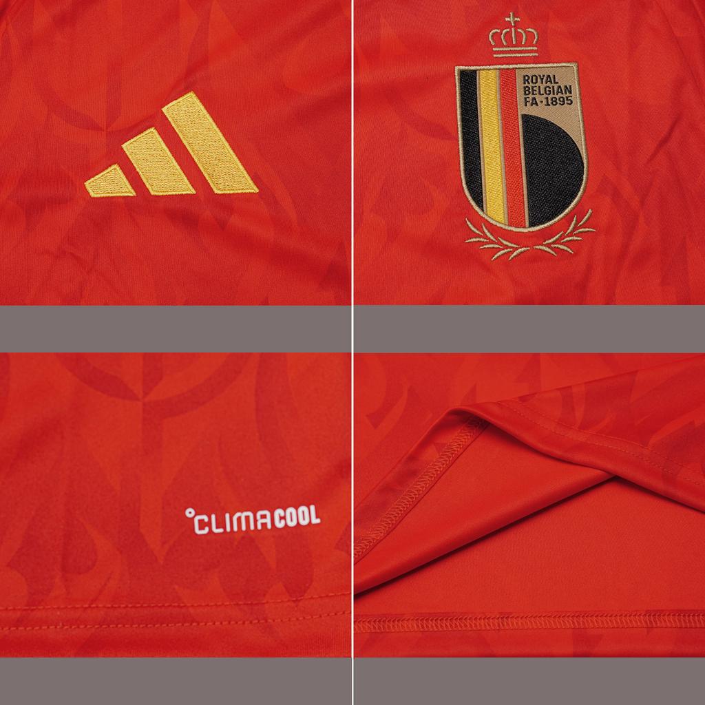 Adidas Belgium National Team 2026 World Cup Home Player Version Comfortable and Soft Football Jersey, Same Style for Men and Women, Red/Bright Gold