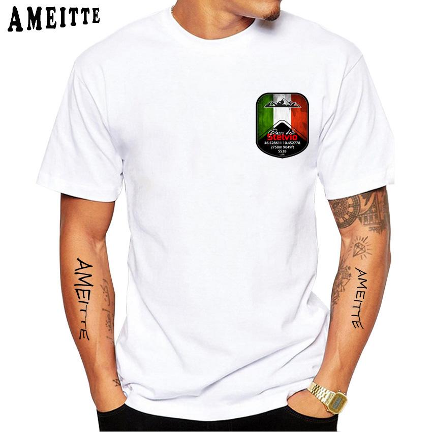 Stelvio Pass - Dello Stelvio Motorcycle Cycle T-Shirt Italy Italia Summer Men Short Sleeve Hara
